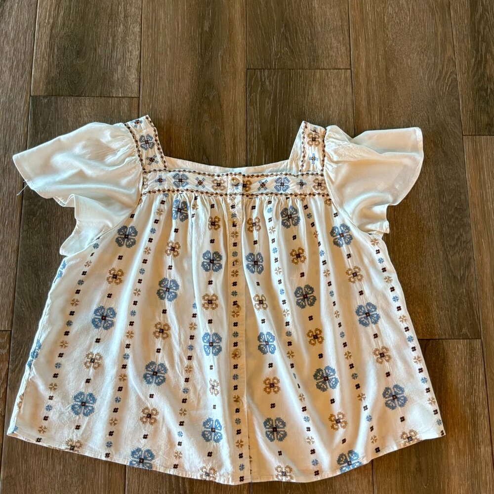 Torrid Square Neck Embroidered, Flutter Sleeve, I… - image 3